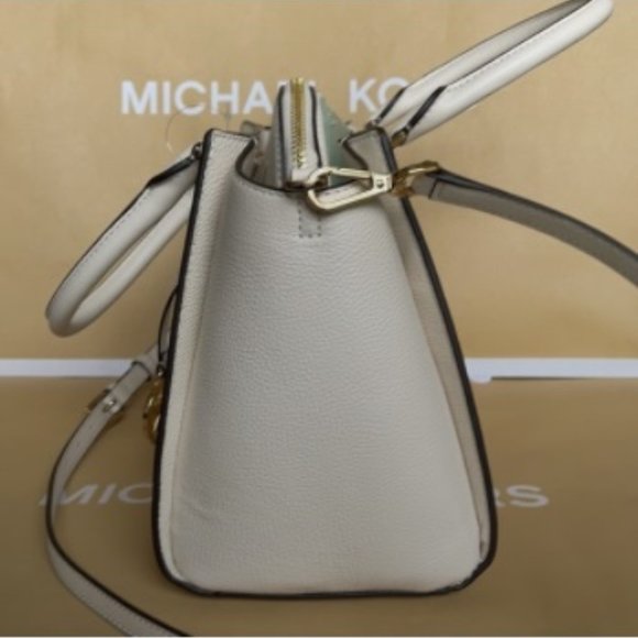 Michael Kors Daria Large Satchel Bag Leather Light Cream - Picture 5 of 16
